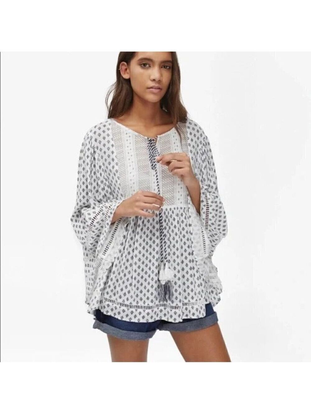 French Connection Ava Tile Gypsy Boho Top Size Large